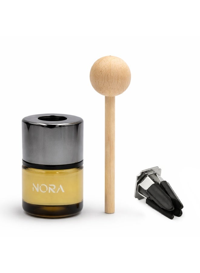 NORA Car Vent Air Freshener Cherry 15ml – Wooden Diffuser Clip, Long-Lasting Essential Oil Scent, Glass Bottle with Metal Cap, Stylish Car Air Freshener for Strip Vents - Image 3